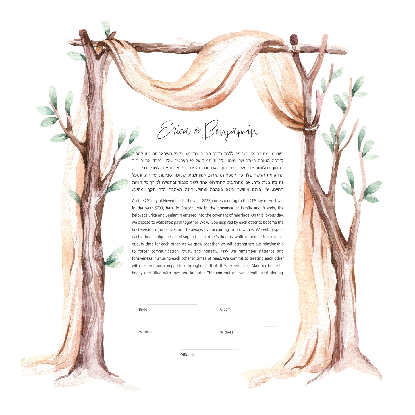 Chuppah Arch Watercolor Ketubah