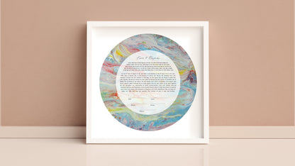 Colorful Acrylic Pour Circle Ketubah