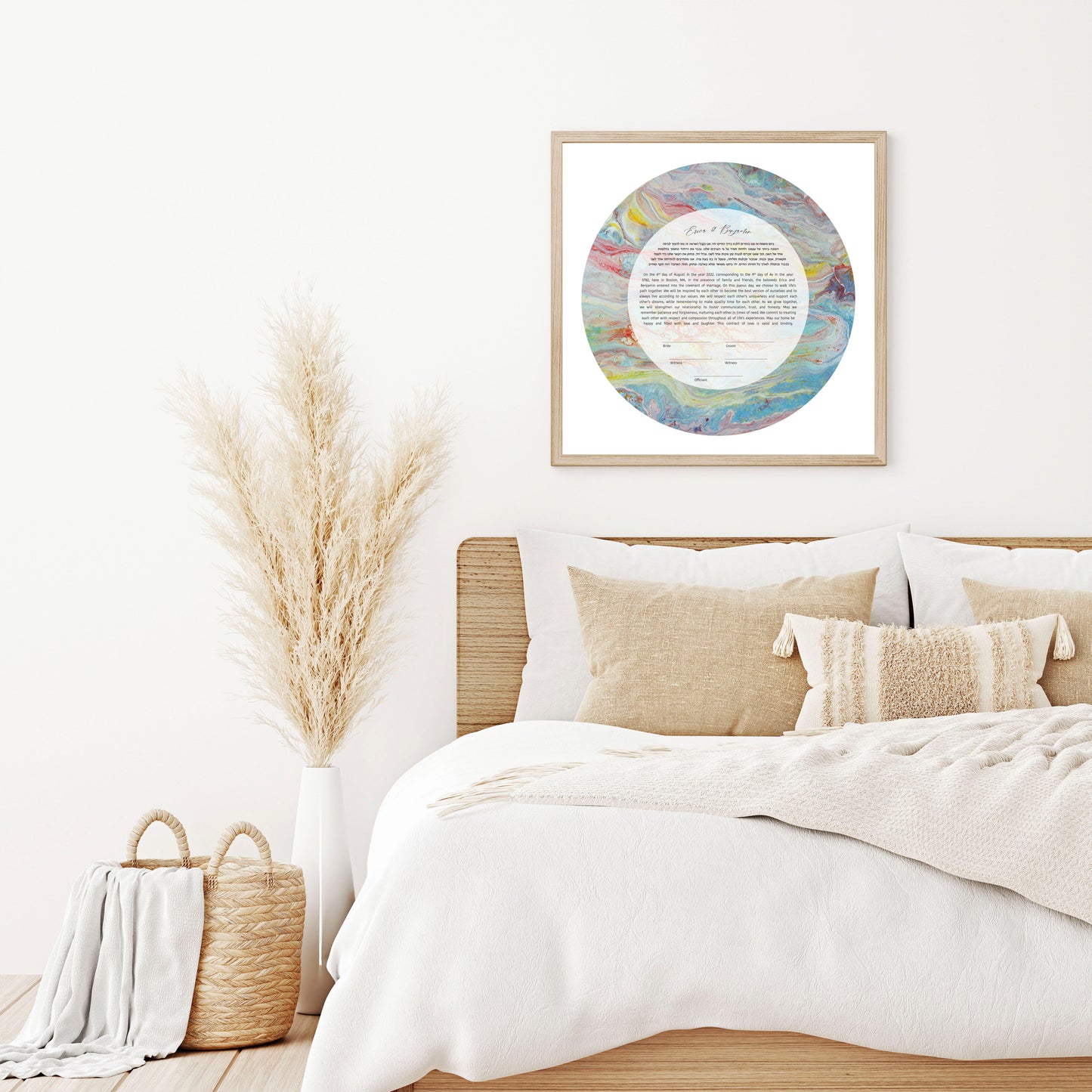 Colorful Acrylic Pour Circle Ketubah
