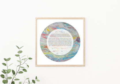 Colorful Acrylic Pour Circle Ketubah