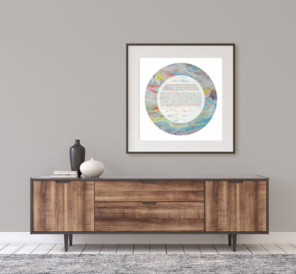 Colorful Acrylic Pour Circle Ketubah