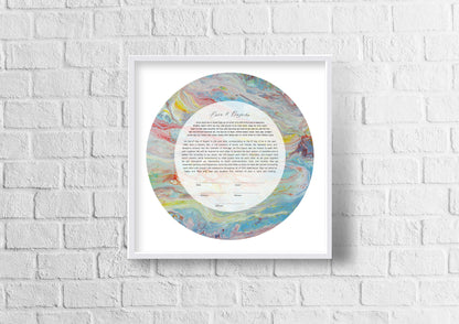 Colorful Acrylic Pour Circle Ketubah