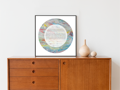 Colorful Acrylic Pour Circle Ketubah