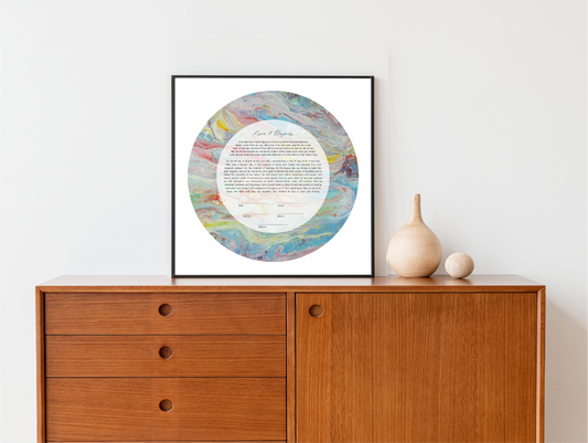 Colorful Acrylic Pour Circle Ketubah