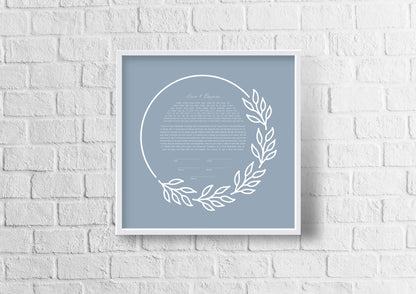 Dusty Blue Leaf Ketubah