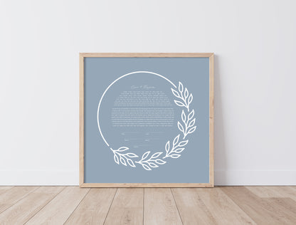 Dusty Blue Leaf Ketubah