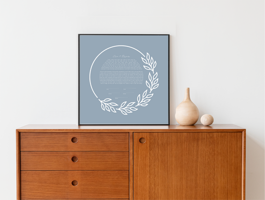 Dusty Blue Leaf Ketubah