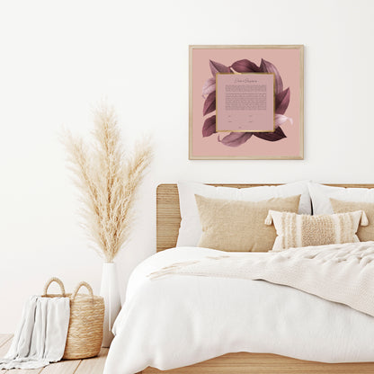 Dusty Pink and Gold Leaf Modern Ketubah