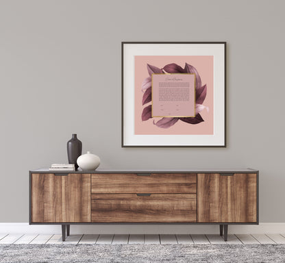 Dusty Pink and Gold Leaf Modern Ketubah