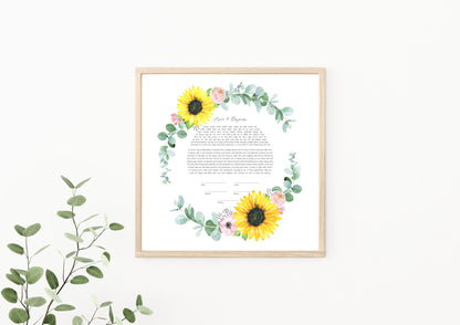 Eucalyptus Sunflower Watercolor Ketubah