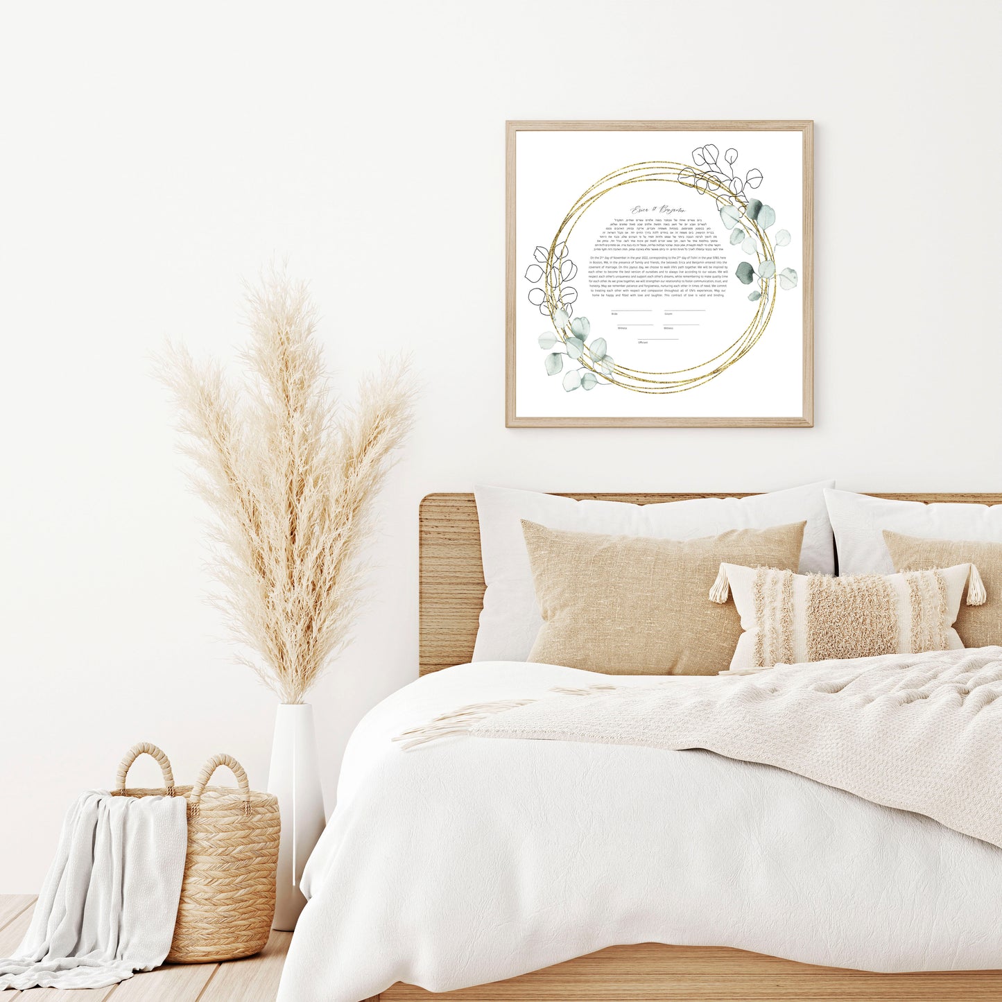 Eucalyptus and Gold Line Drawing Ketubah