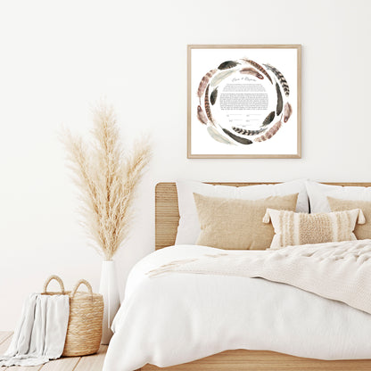 Feather Watercolor Ketubah