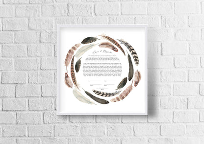 Feather Watercolor Ketubah