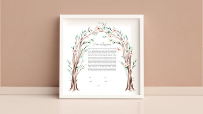 Floral Arch Chuppah Watercolor Ketubah