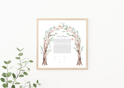 Floral Arch Chuppah Watercolor Ketubah