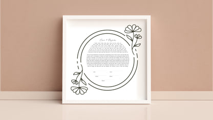 Floral Line Drawing Simple Ketubah