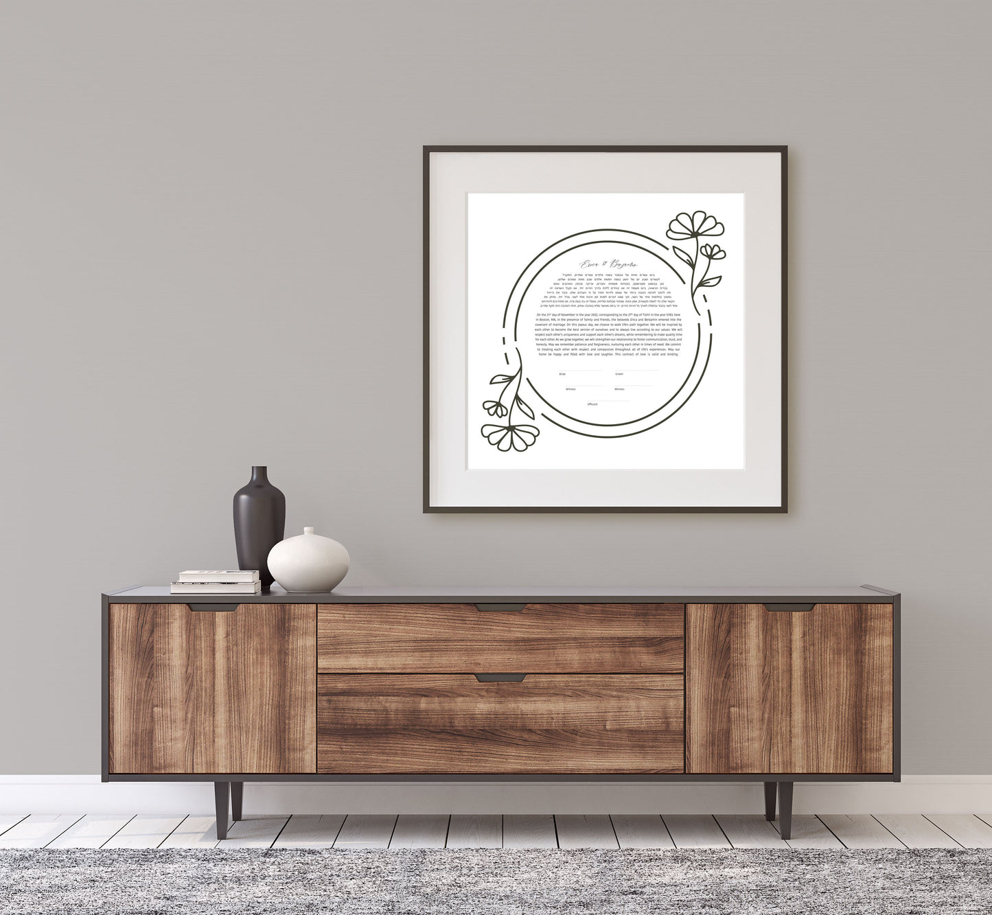 Floral Line Drawing Simple Ketubah