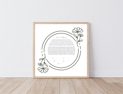 Floral Line Drawing Simple Ketubah
