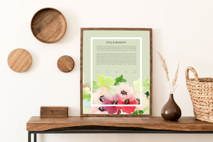 Floral Watercolor Green Ketubah