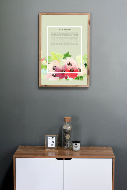 Floral Watercolor Green Ketubah