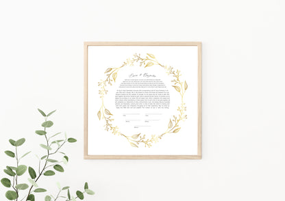 Gold Floral Leaf Ketubah