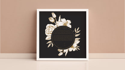 Gold Floral & Black Ketubah