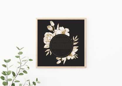Gold Floral & Black Ketubah
