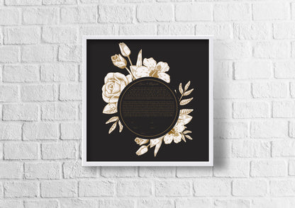 Gold Floral & Black Ketubah