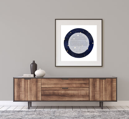 Gold Heart Navy Watercolor Ketubah