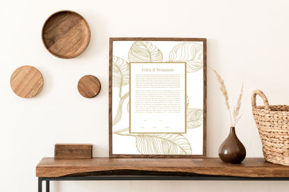 Gold Leaves Modern Ketubah