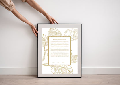 Gold Leaves Modern Ketubah