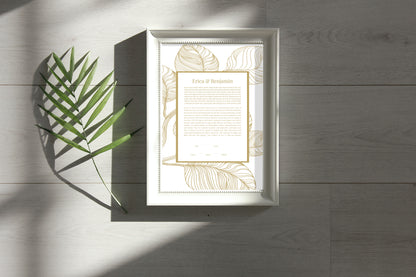 Gold Leaves Modern Ketubah