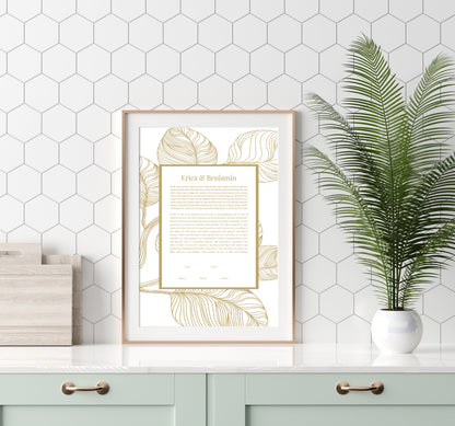 Gold Leaves Modern Ketubah