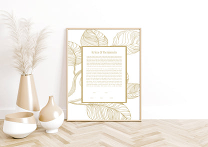 Gold Leaves Modern Ketubah