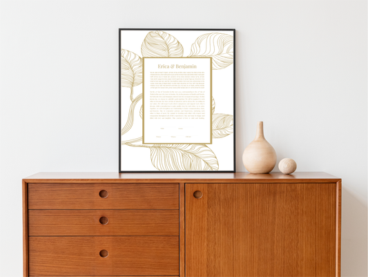 Gold Leaves Modern Ketubah