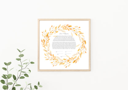 Gold Leaves Watercolor Ketubah