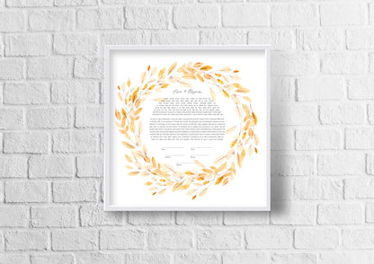 Gold Leaves Watercolor Ketubah