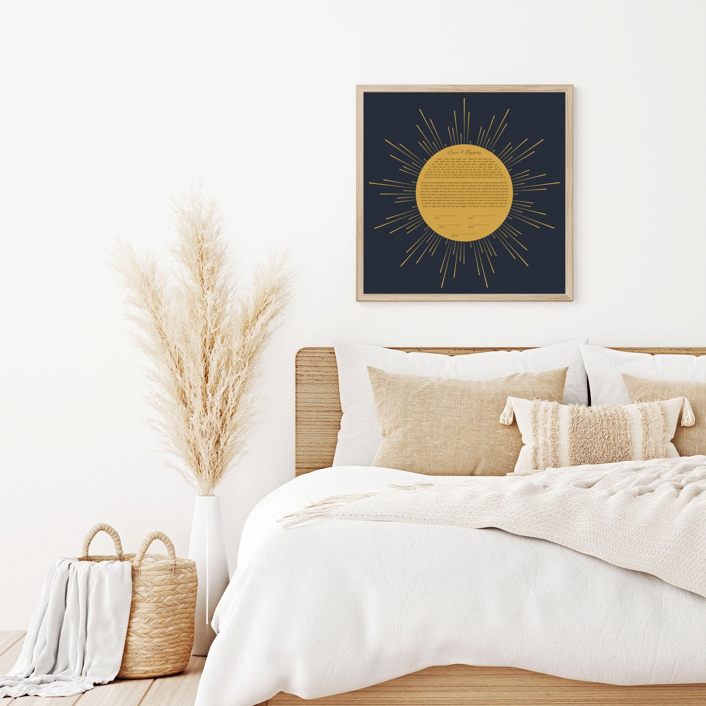 Gold Sun Rays Blue Modern Ketubah