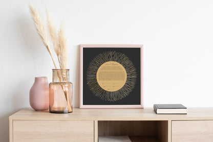 Gold Sun Rays Modern Ketubah
