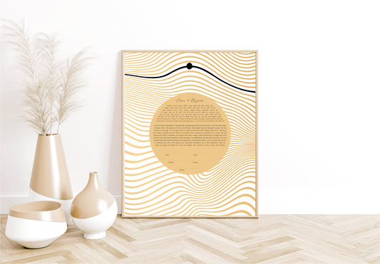 Abstract Gold Wave Modern Ketubah