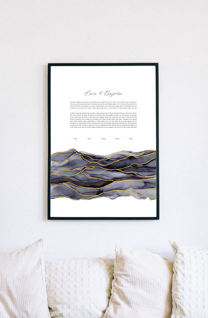 Gray and Black Watercolor Ketubah