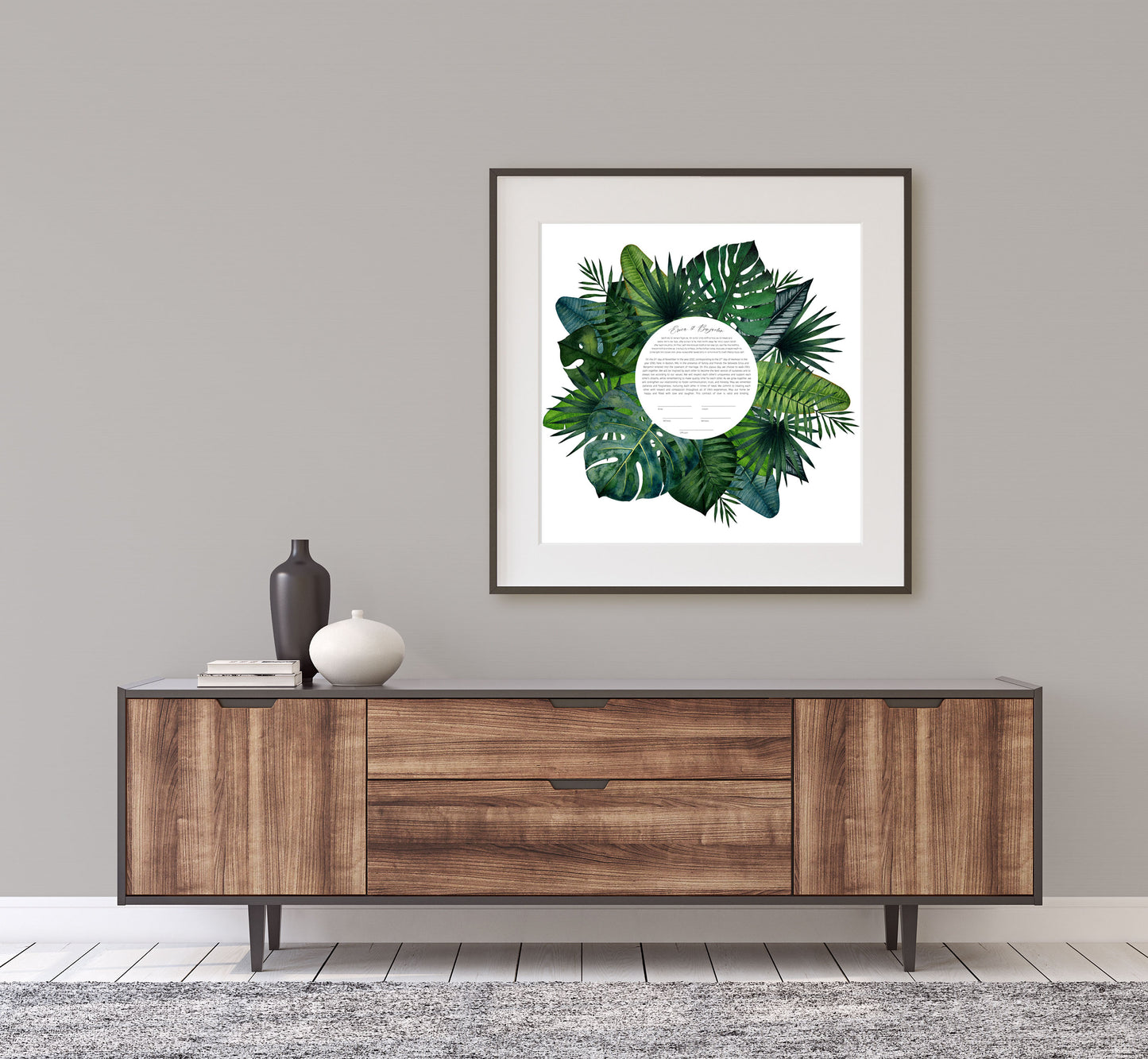 Green Leaf Round Ketubah