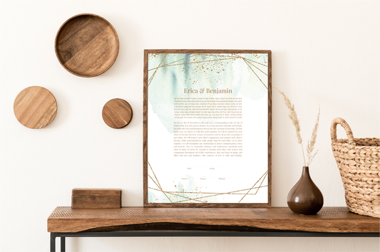 Green & Gold Watercolor Ketubah