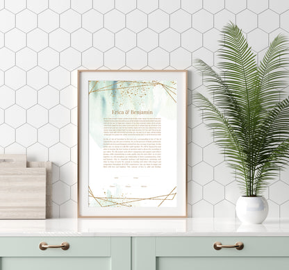 Green & Gold Watercolor Ketubah