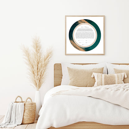 Green and Gold Watercolor Ketubah