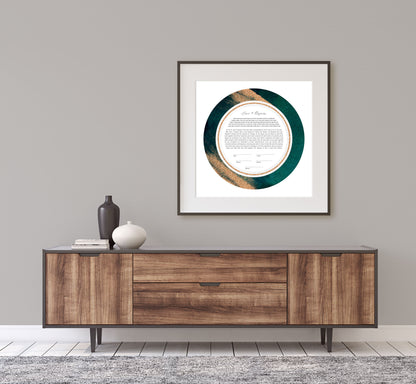 Green and Gold Watercolor Ketubah
