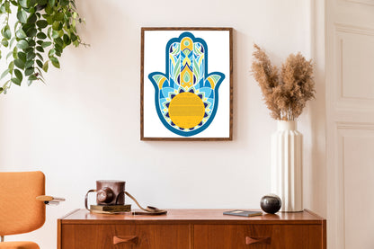 Hamsa Blue & Gold Modern Ketubah
