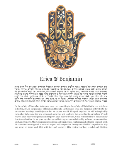 Vintage Painted Hamsa Ketubah