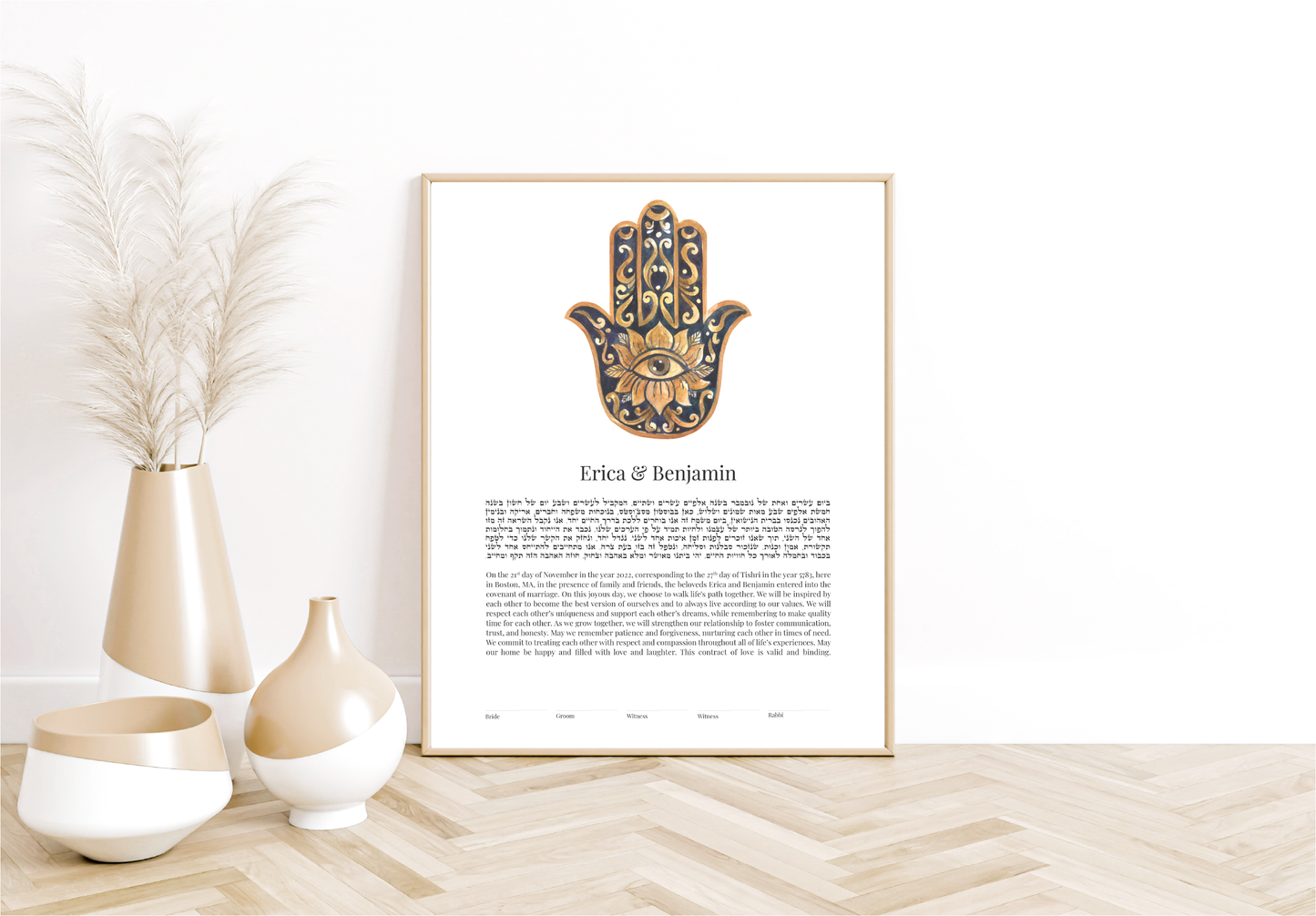 Vintage Painted Hamsa Ketubah