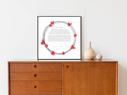 Black & Red Hearts Ketubah